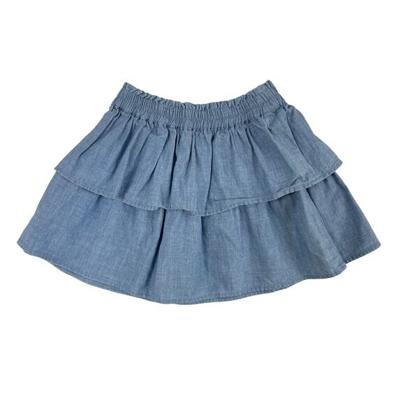 Crewcuts Chambray Denim Blue Ruffle Mini Skirt Girl's XS 4-5 - Picture 1 of 6